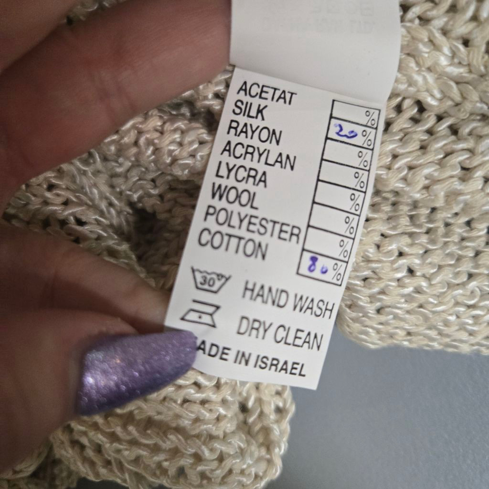 Women's Double U Beige & White Knit Cardigan M - Picture 4 of 12